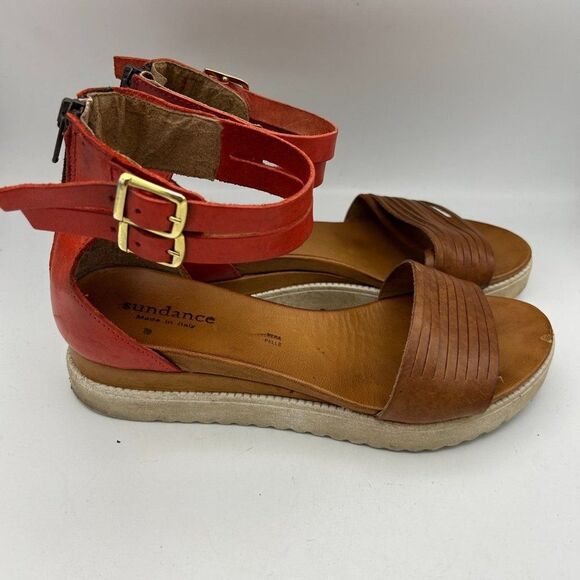 Sundance 38 Lug Sole Back Zip Leather Sandals - Slight Flaw - Picture 9 of 12